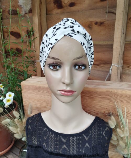 Bandeau Vanessa blanc fleur noire