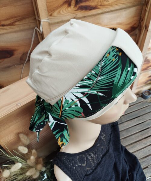 Alternative view of Bonnet Sylvie Palmier vert (avec son bandeau)