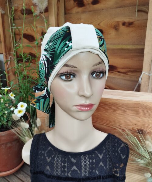Bonnet Sylvie Palmier vert (avec son bandeau)